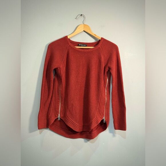 Rust INC International Concepts Double Zip Sweater Size S EUC - Picture 3 of 5
